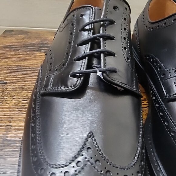 Polo Ralph Lauren Brenton Men’s 8.5 Black Leather Wingtip Oxfords New Condition main image 10
